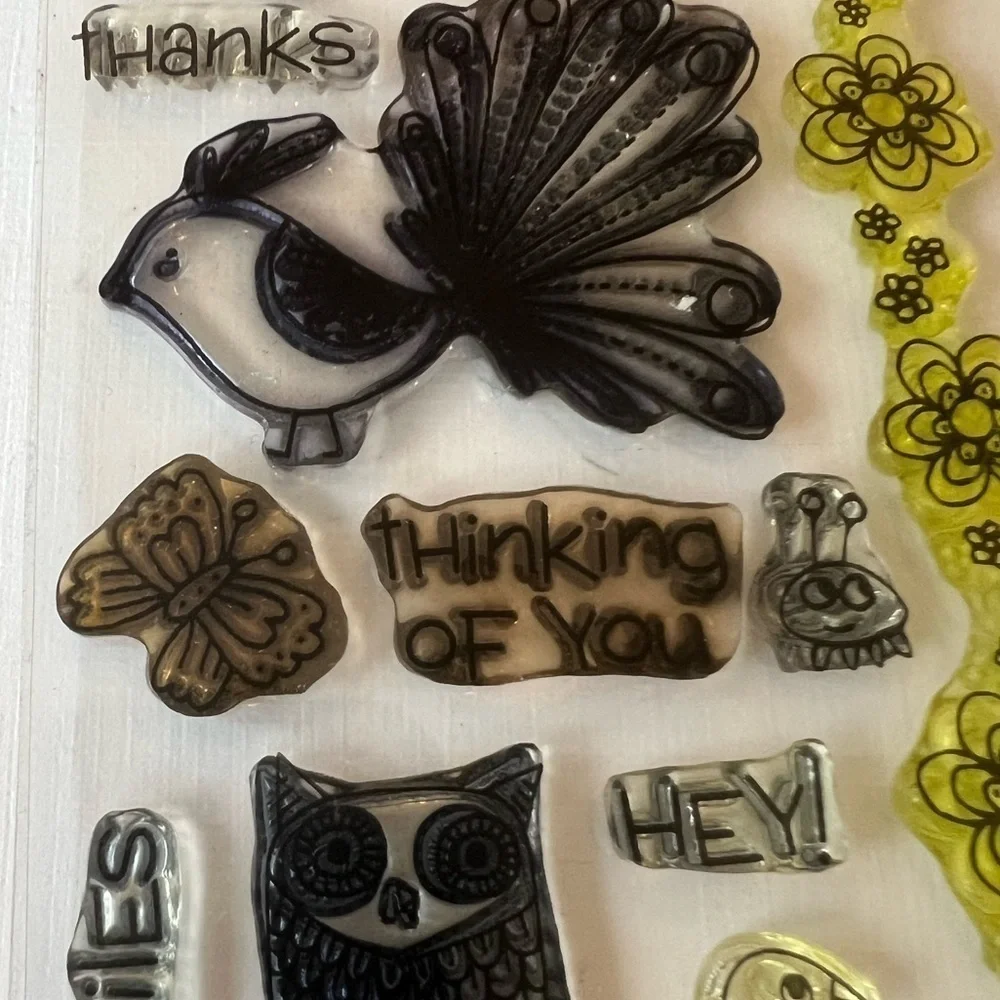 Hero Arts Set of 2 Cling Stamp Sets Oceans of Joy CL372  Happy Hello CL231 Birds